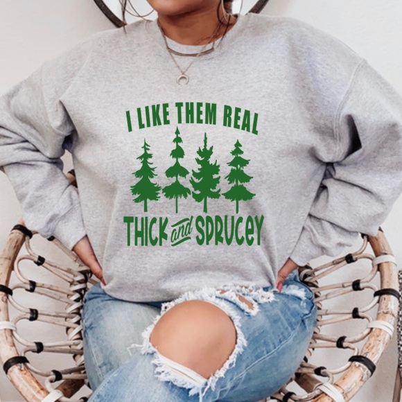 I like the real thick and sprucy Christmas Long Sleeve Sweatshirt - Picture 1 of 2